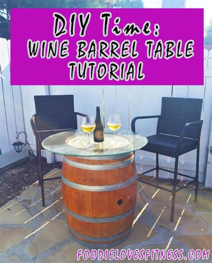 How do you attach a wooden table top to a wine barrel?