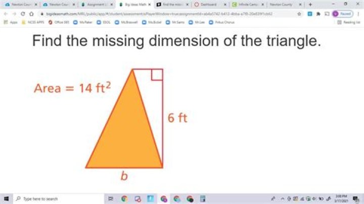 How do you find the missing dimension of a triangle?