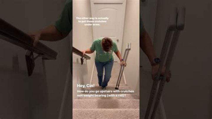 How do you go up stairs with crutches?