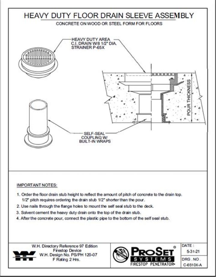 How do you install a concrete floor drain?