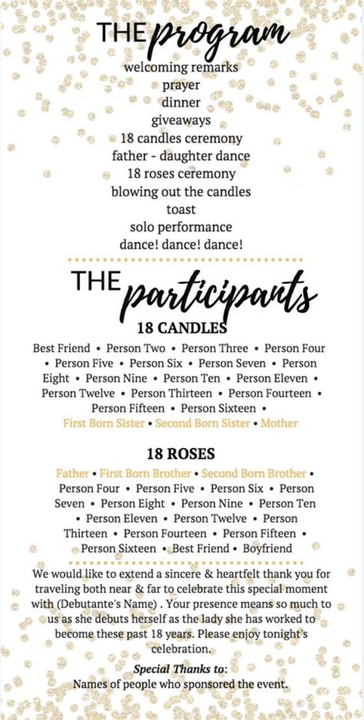 How do you program a debut party?