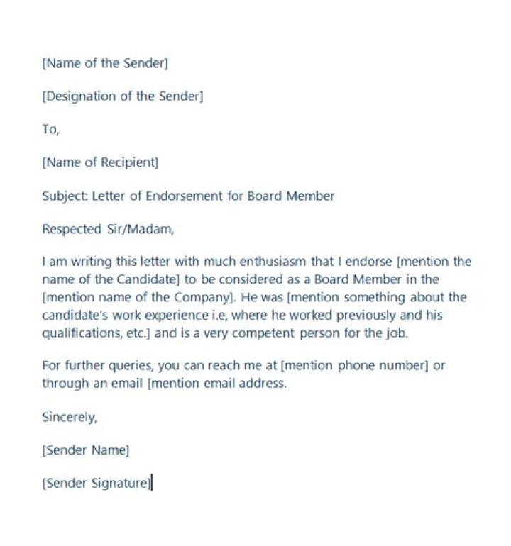 How do you write an endorsement letter?