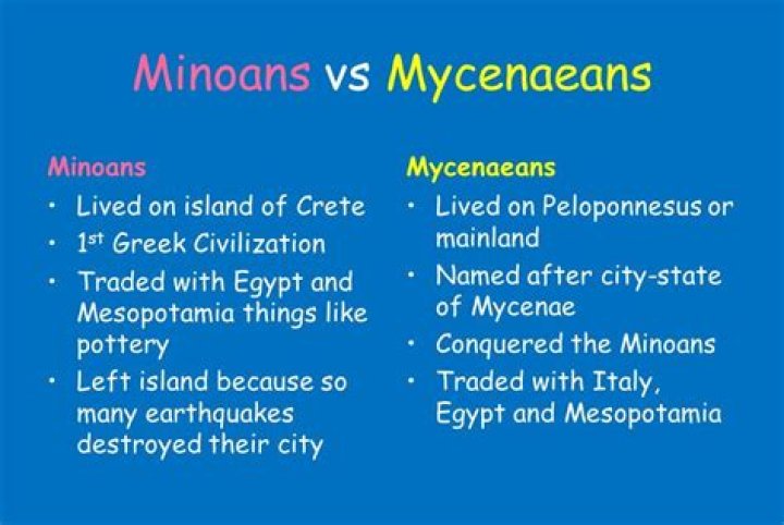 How were the Minoans and the Mycenaeans similar and different?