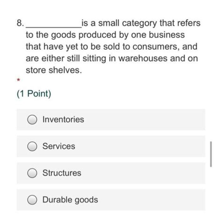Is a small category that refers to the goods produced by one business?