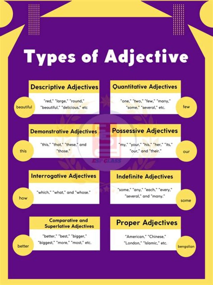 What are the 4 types of adjectives?