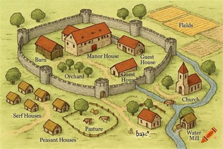 What are the parts of a medieval manor?