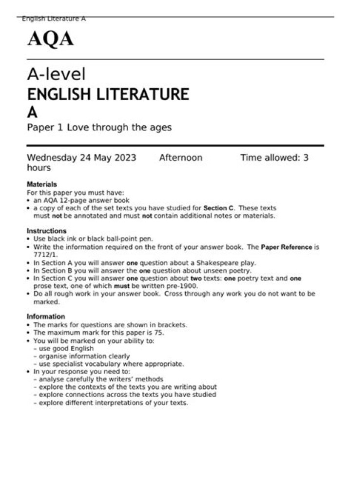 What books do you study at A level English literature?