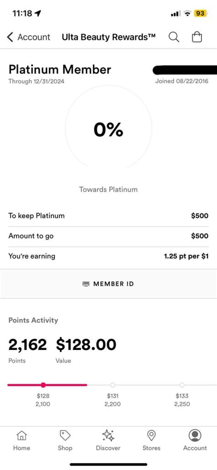 What does Ulta platinum status mean?