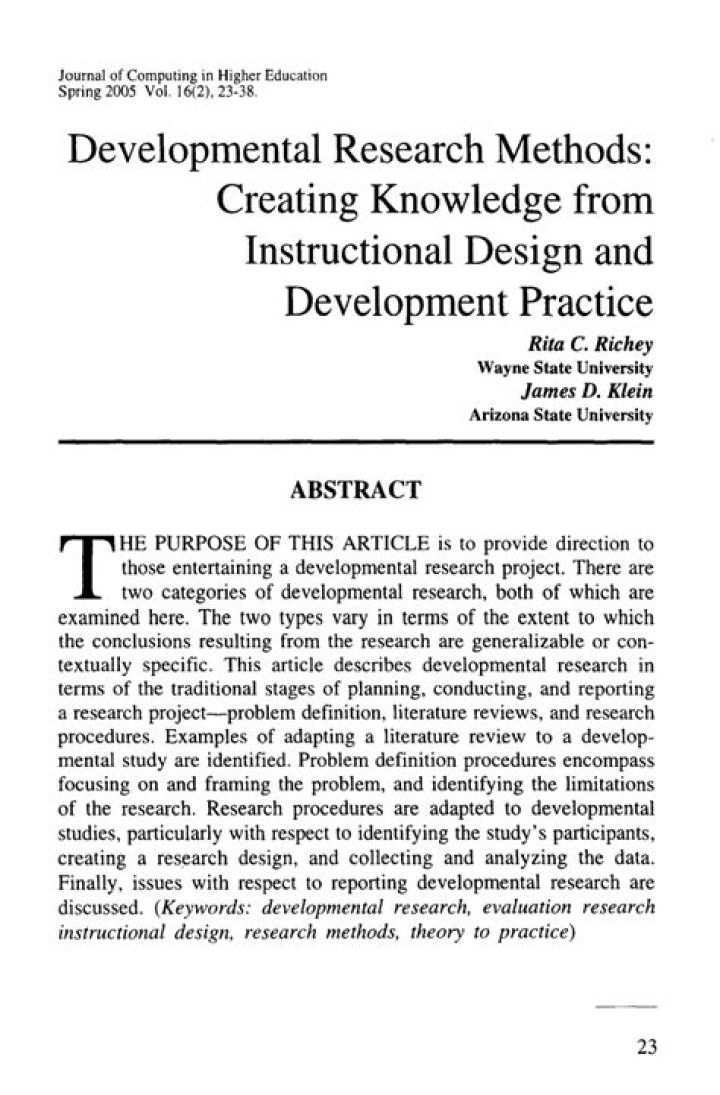 What is a developmental research?
