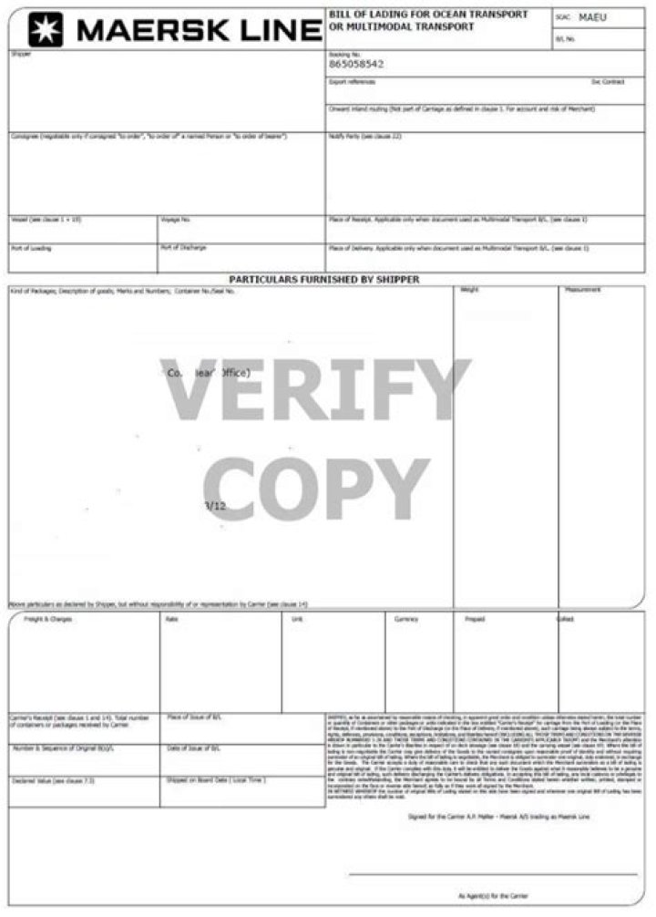 What is a liner bill of lading?