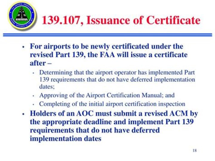 What is Part 139 certification?