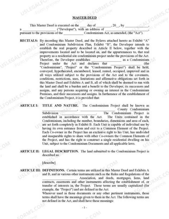 What is the difference between master deed and bylaws?