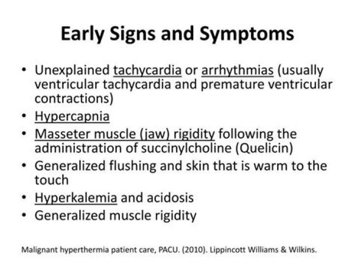 What is the first sign of malignant hyperthermia?