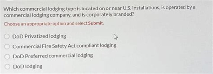 Which commercial lodging type is located on or near US installations is operated by a commercial?